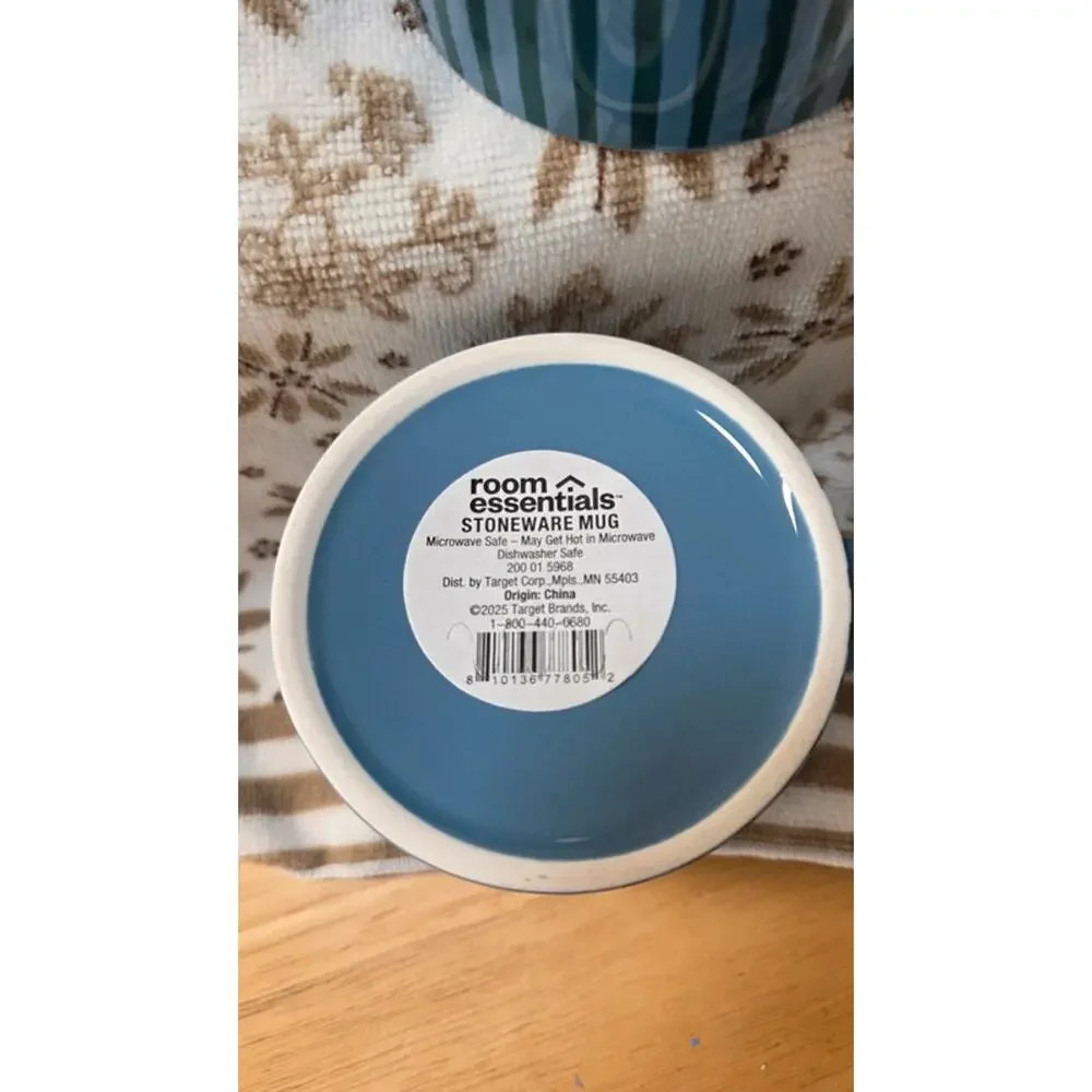 Best Grandpa Ever Stoneware Coffee Mug Set of 2 Blue Striped Target Gift New